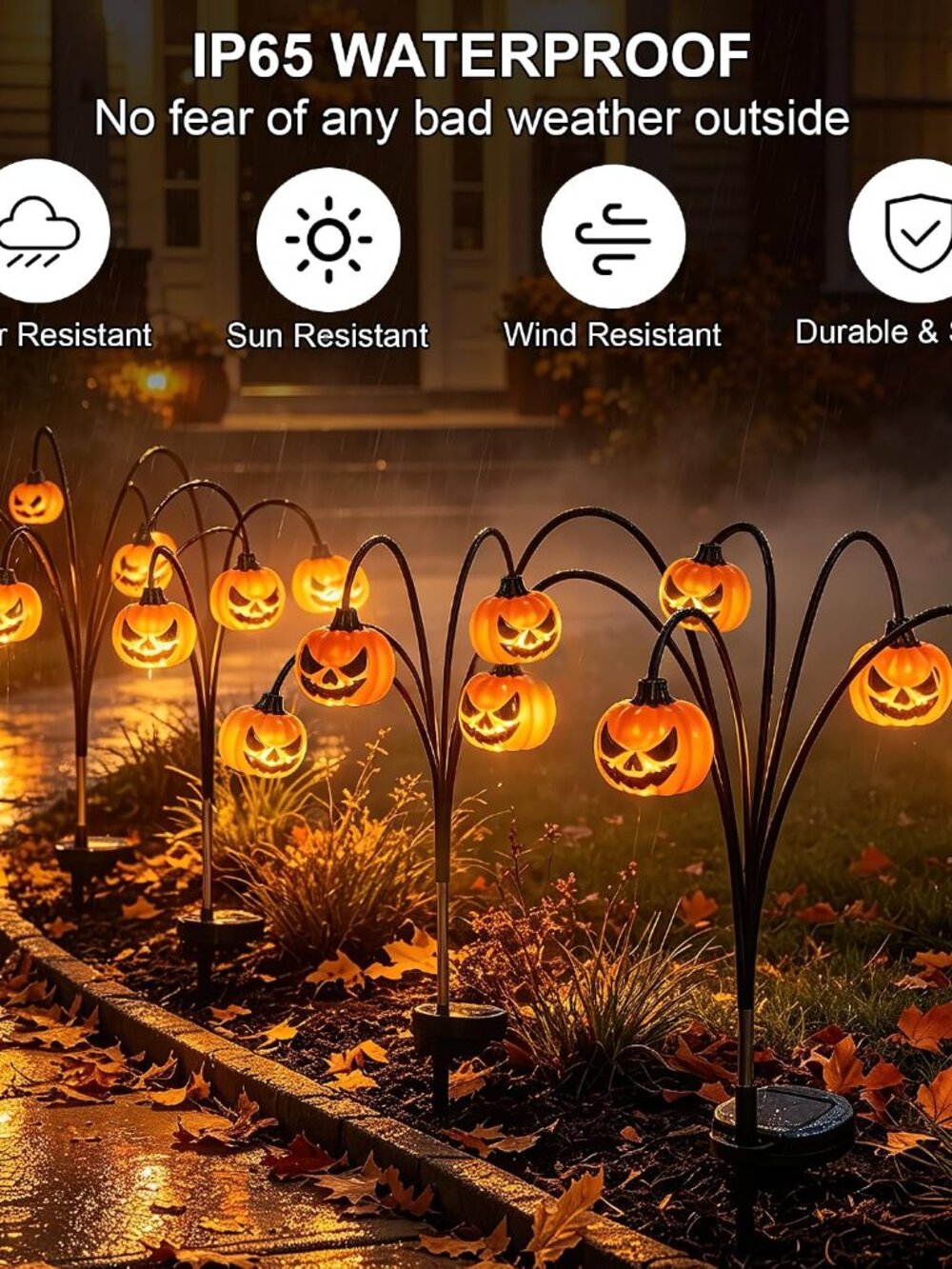 2 Pack Solar Halloween Lights Outdoor Decorations, Fall Pumpkin Lanterns - Picture 8 of 8